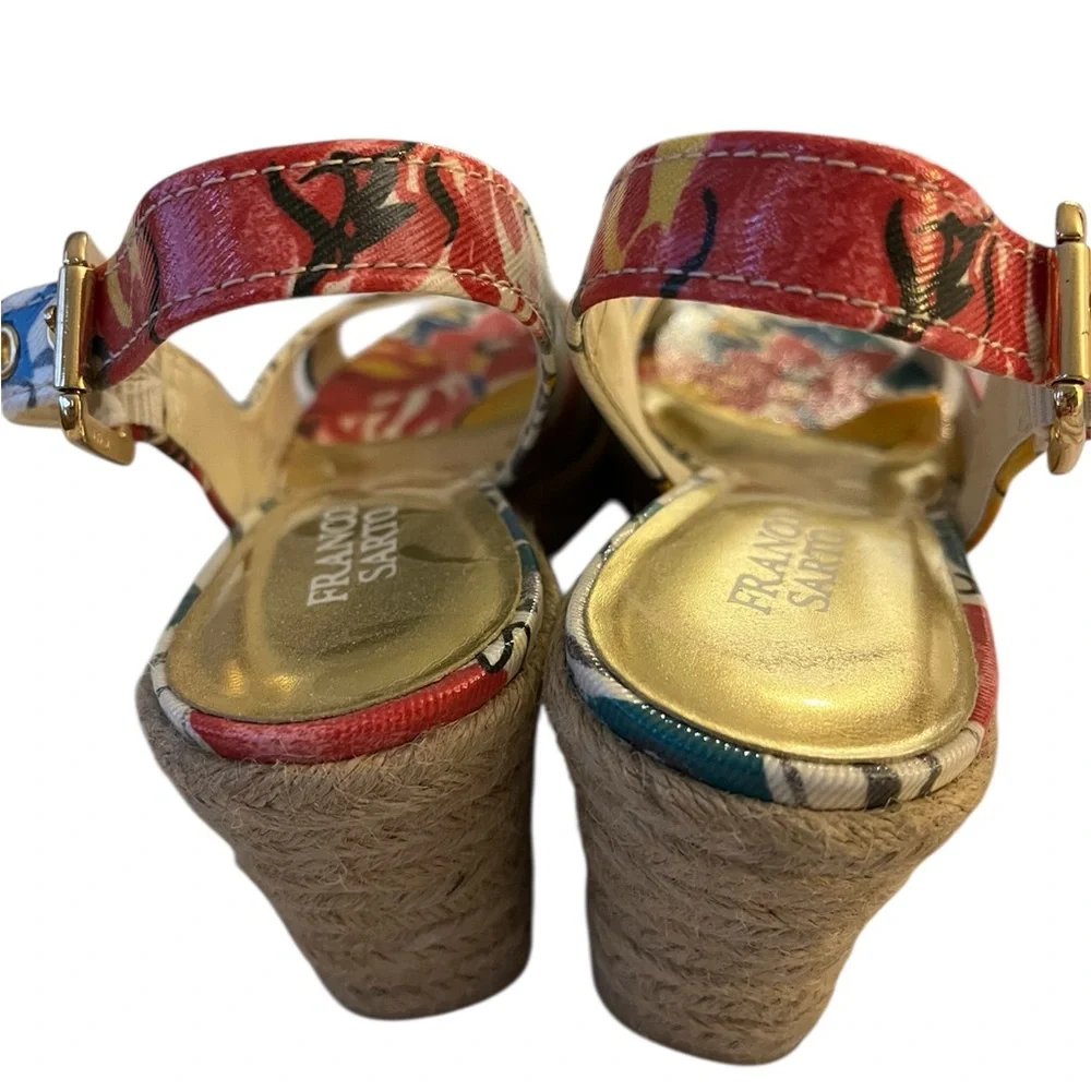 Franco Sarto Women's Colorful Floral Espadrille Sandals Shoes Size 8